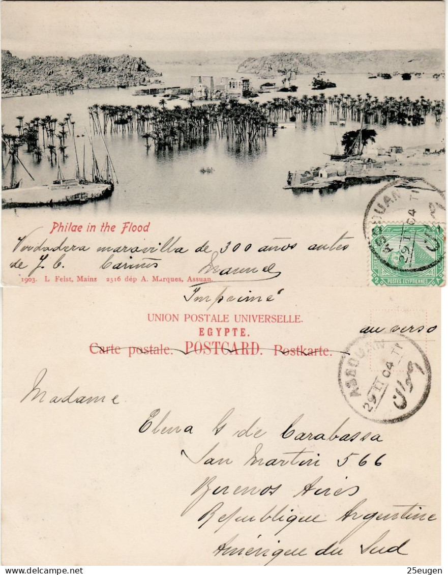 EGYPT 1904 POSTCARD SENT TO BUENOS AIRES - 1866-1914 Khédivat D'Égypte