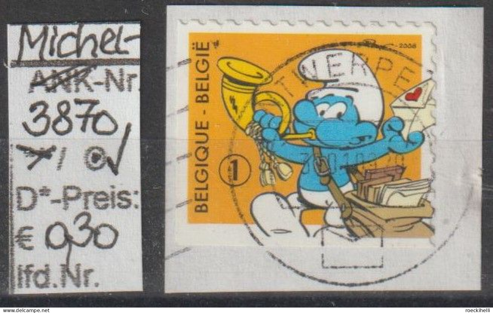 2008 - BELGIEN - SM A. MH "50 Jahre Comicfiguren"Die Schlümpfe""  € 0,54 Mehrf.  - O Gestempelt - S.Scan (3870o ABs Be) - Philabédés