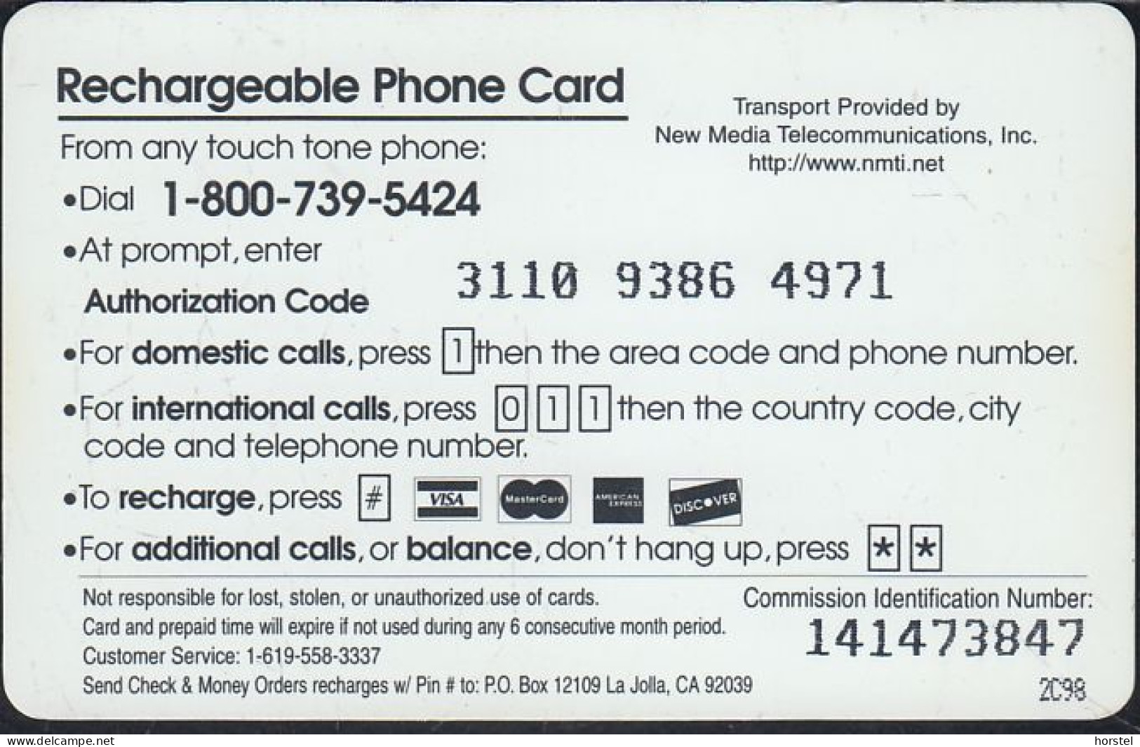 USA - New Media Telekommunication  Prepaid - Long Distance Phone Card - Beach - Sprint