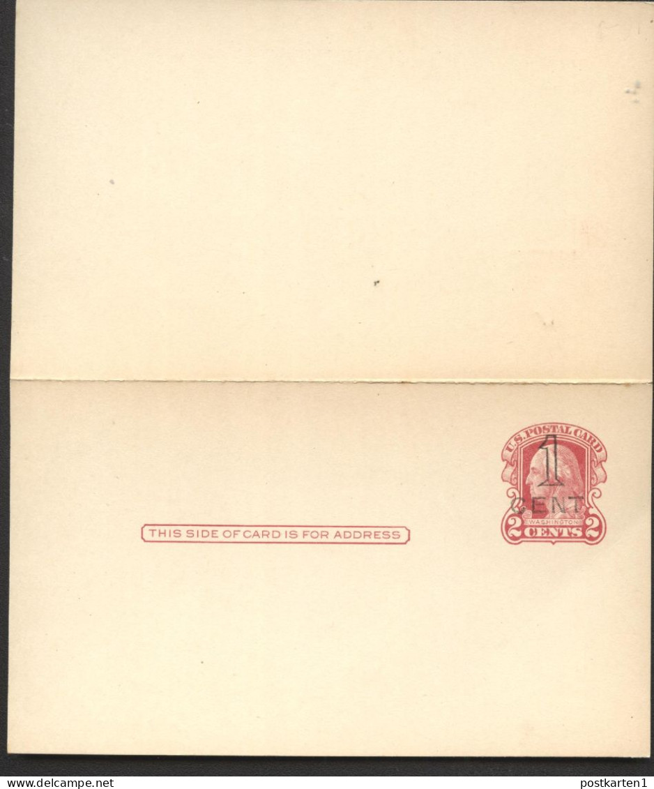 UY9-9 Postal Card With Reply NEW YORK Mint Vf 1920 Cat.$25.00 - 1901-20