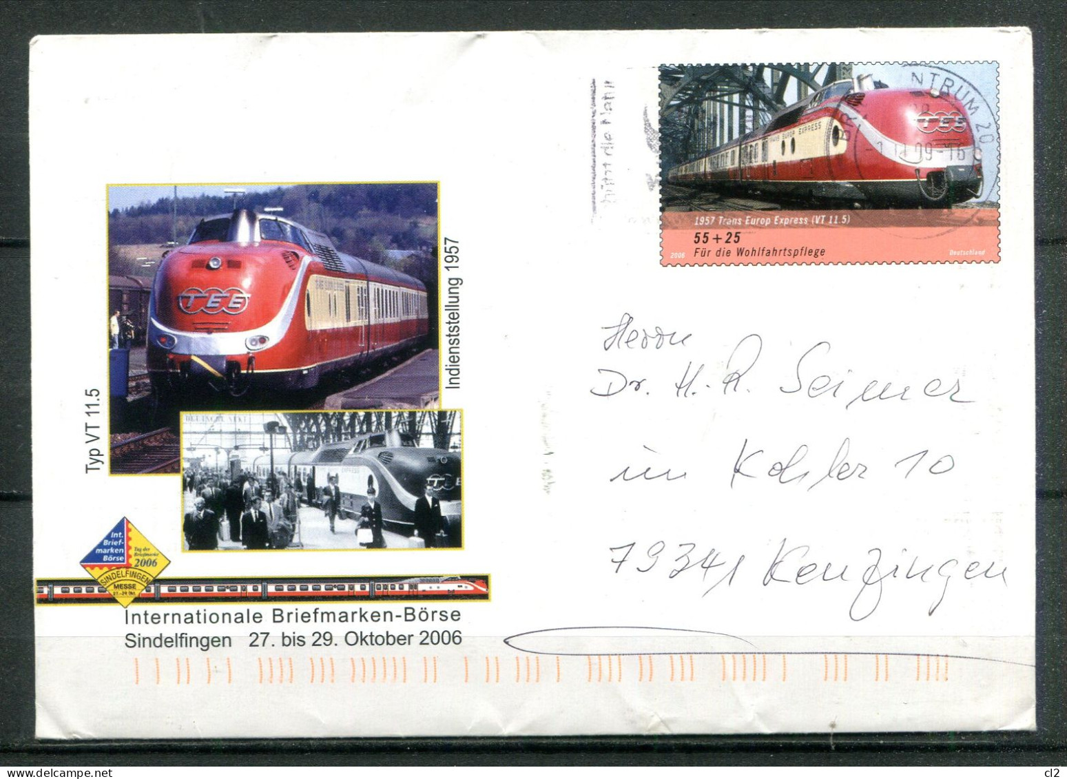 REPUBLIQUE FEDERALE ALLEMANDE - Ganzsache(Entier Postal) - Mi USo 123 (Internationale Briemarken-Börse )(Trains) - Briefomslagen - Gebruikt