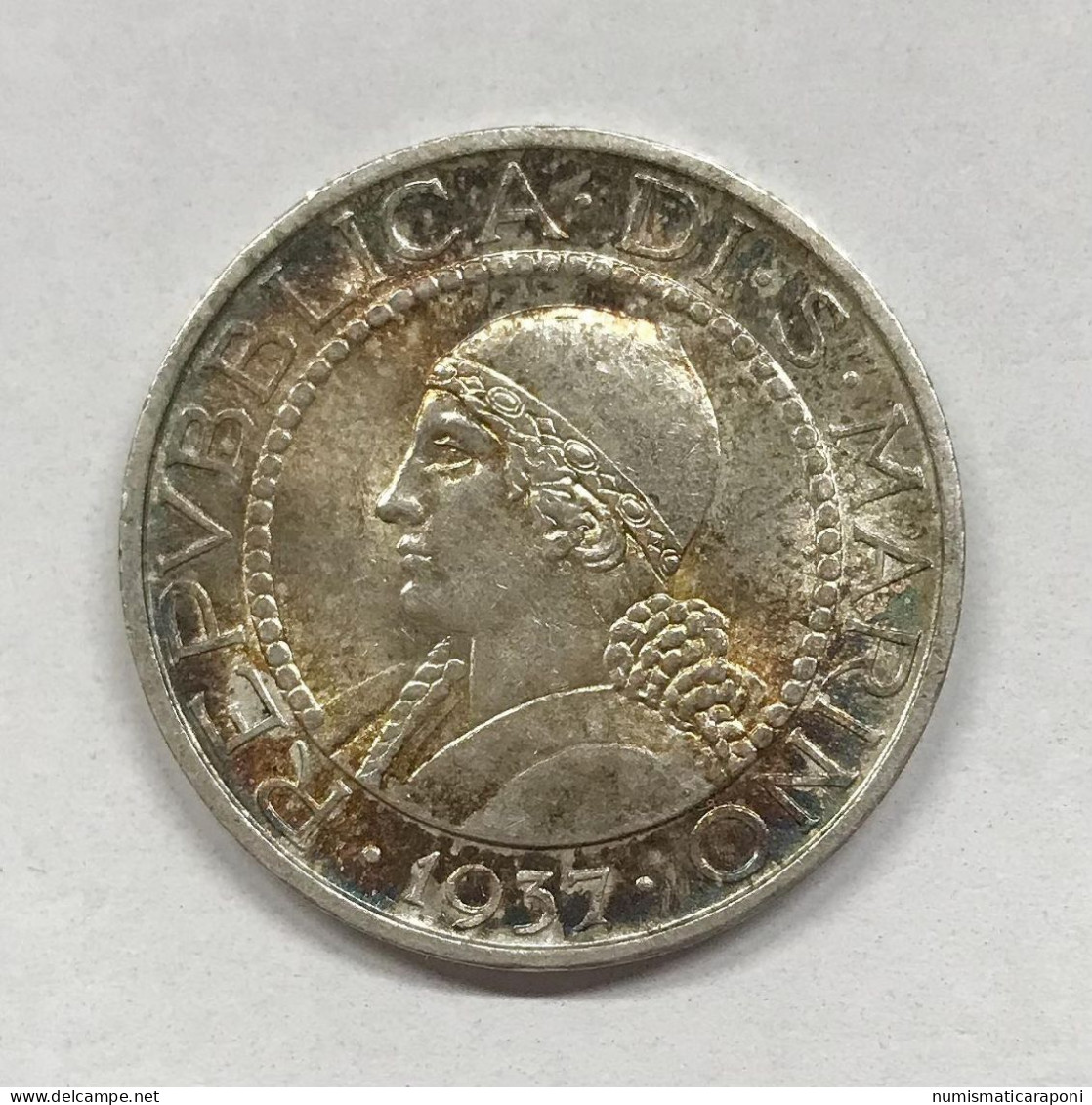 San Marino Vecchia Monetazione 1864-1938 5 Lire 1937 Gig.23 Fdc Bellissima Patina E.1306 - Saint-Marin