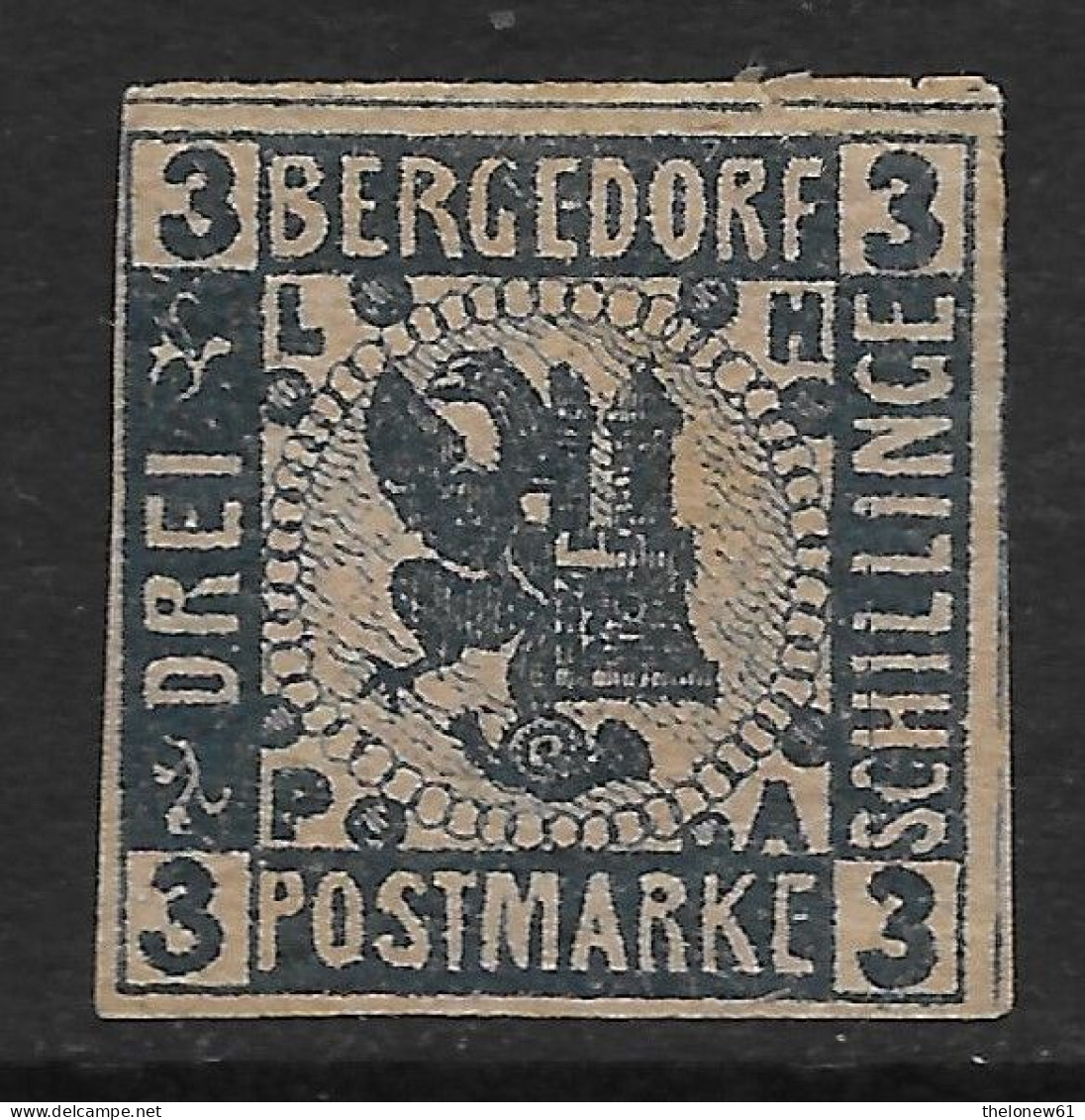 Germania Germany 1861 Bergedorf  Coat Of Arms 3Sch Mi N.4 MH * - Bergedorf