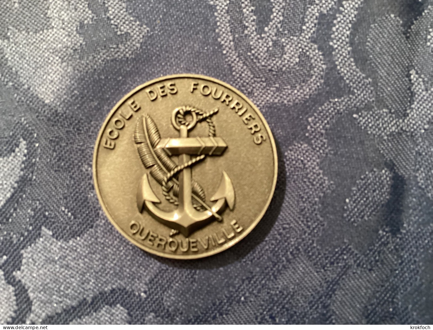 Coin Petite Médaille École Des Fourriers Querqueville - Cherbourg - Marine Navy - Diamètre 35 Mm - Bateaux