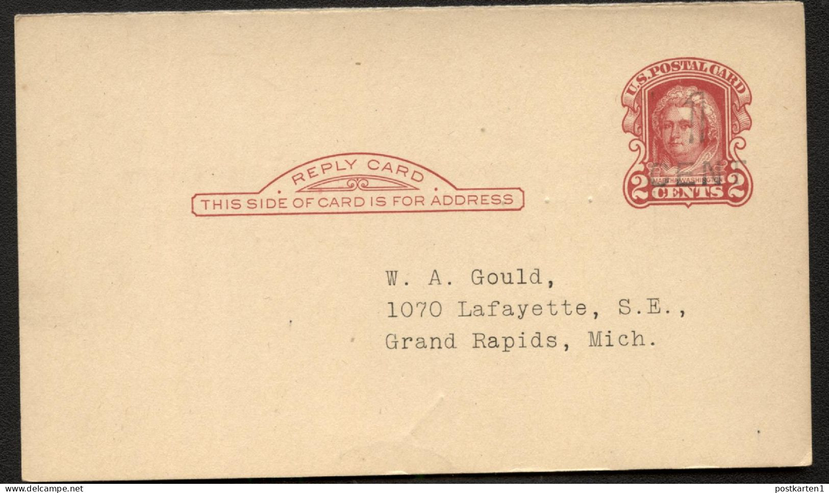 UY9r-4 Reply Card Preprinted Grand Rapids MI 1921 - 1901-20