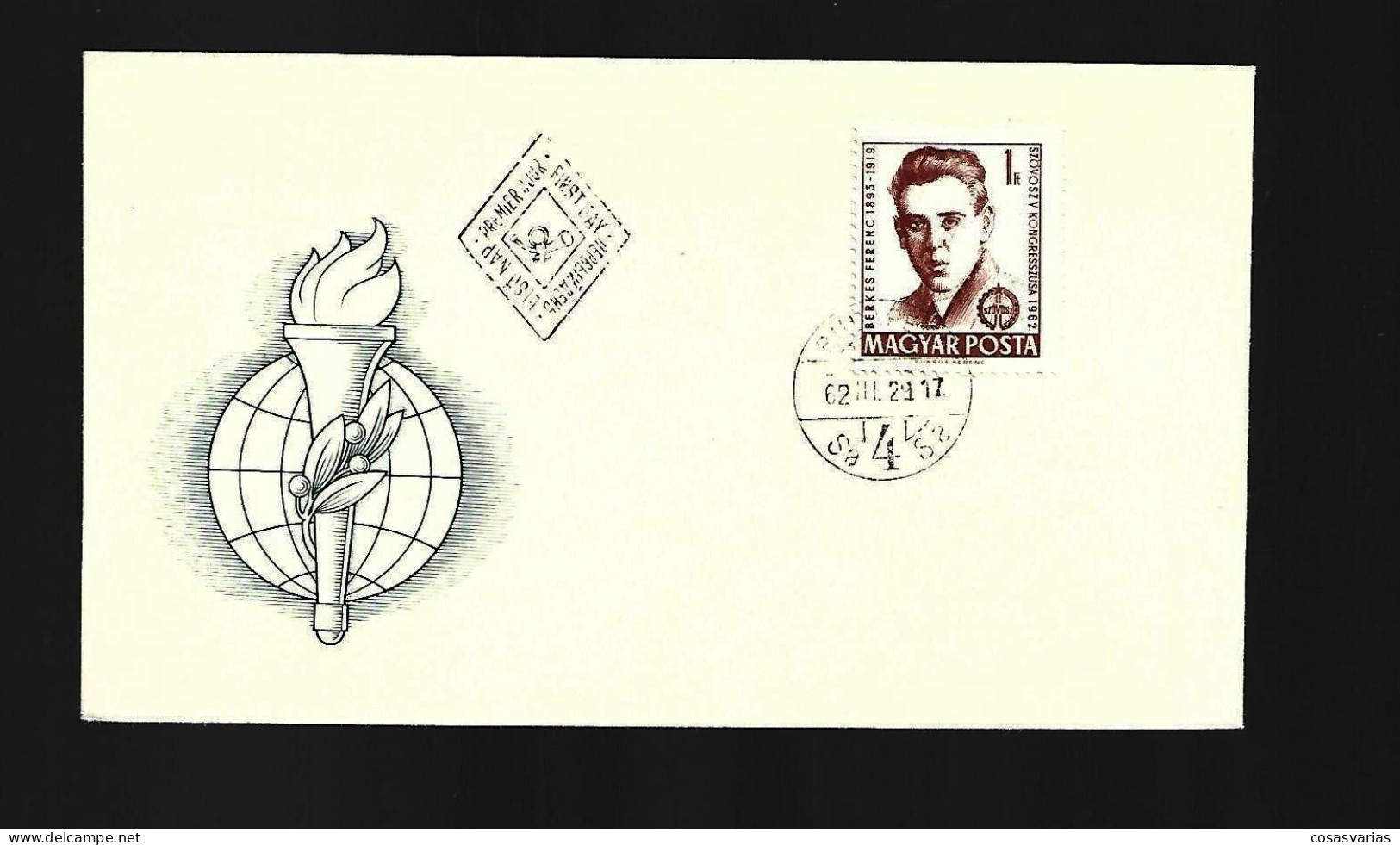 HUNGRIA MAGYAR POSTA  HUNGARY 1962 FIRST DAY OF ISSUE PREMIER JOUR EMISSION - FDC