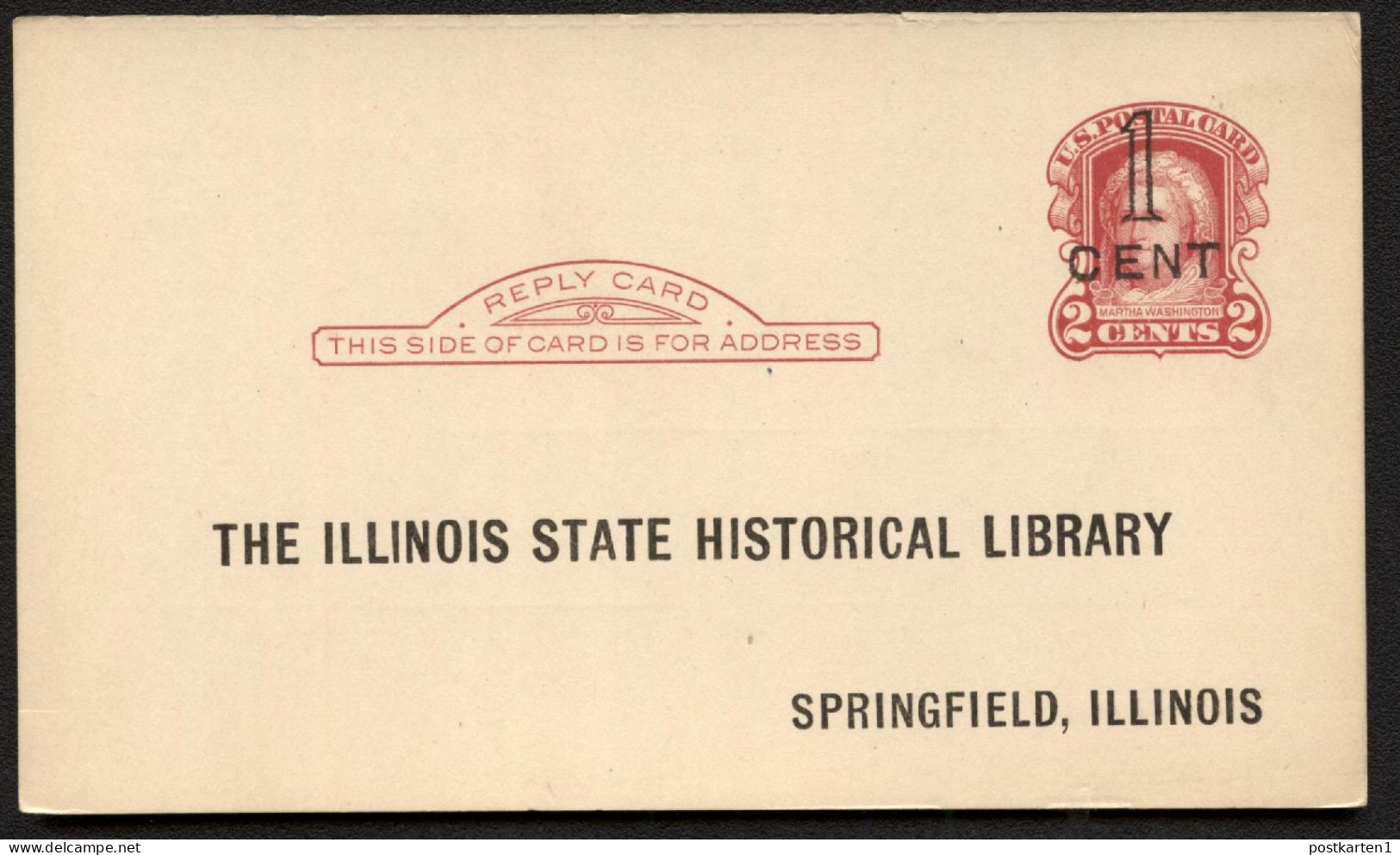 UY9r-5 2 Reply Cards Preprinted Springfield + Granite City IL 1920 Cat.$6.00 - 1901-20