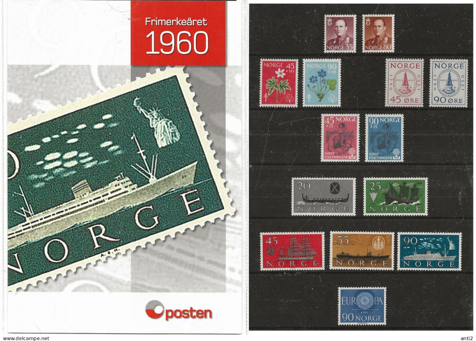 Norway 1960  Complete Year Set, King, Flowers, Scientic Society, Refugee Help, Ships, Europa Cept, Mi 438-450 MNH(**) - Nuovi