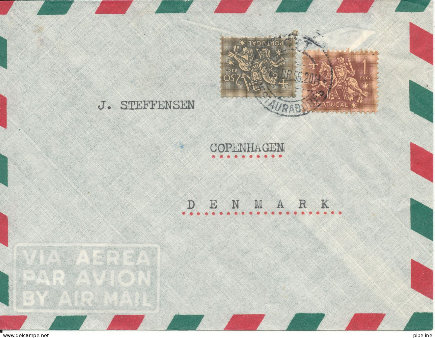 Portugal Air Mail Cover Sent To Denmark 1956 - Lettres & Documents