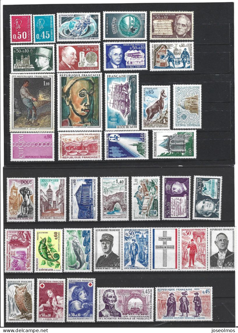 TIMBRES FRANCE ANNEE COMPLETE 1971 NEUF** LUXE 39 VLS - 1970-1979