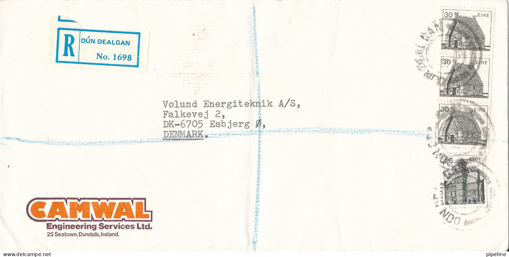 Ireland Registered Cover Sent To Denmark 18-7-198? - Lettres & Documents