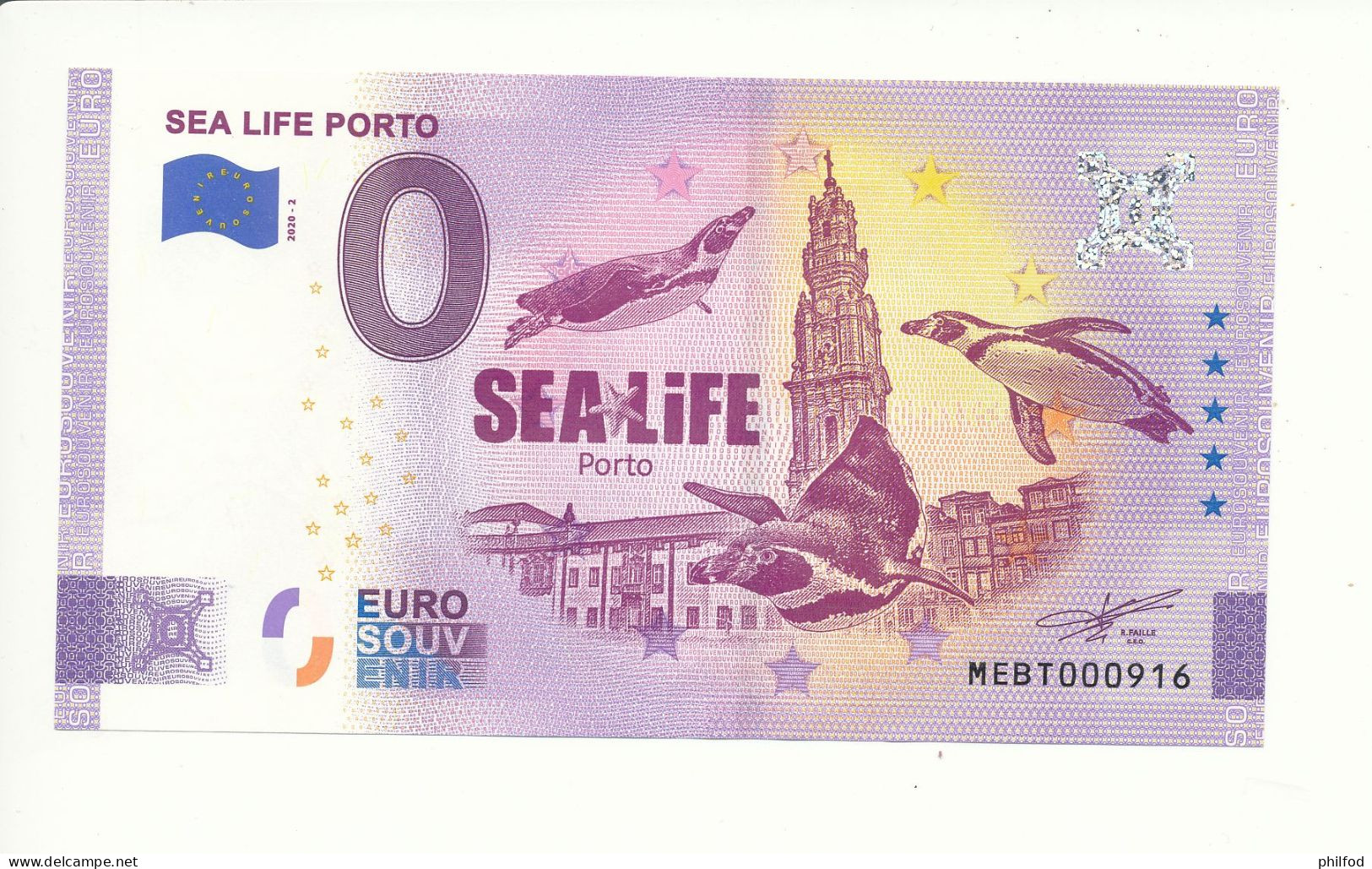 Billet Touristique 0 Euro - SEA LIFE PORTO - MEBT - 2020-2 - N° 916 - Otros & Sin Clasificación