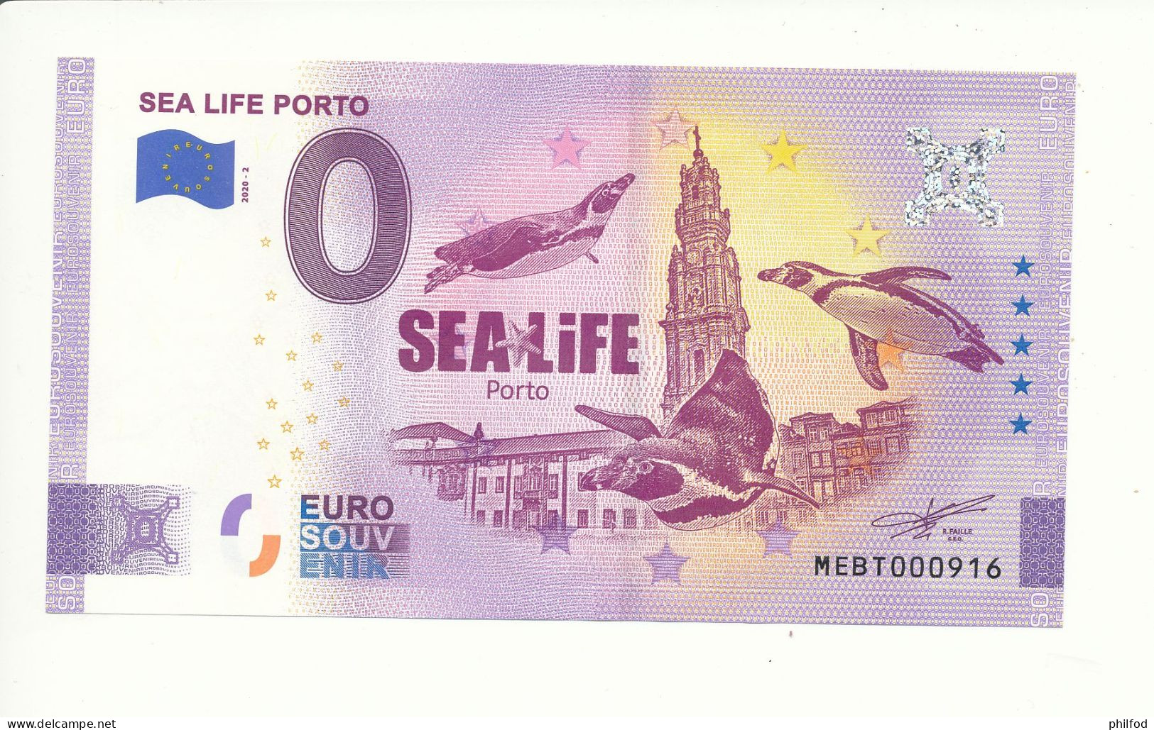 Billet Touristique 0 Euro - SEA LIFE PORTO - MEBT - 2020-2 - N° 916 - Altri & Non Classificati