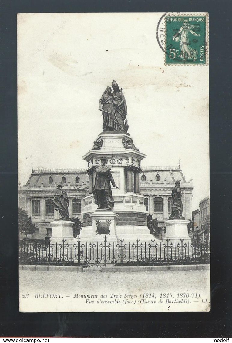 CPA - 90 - Belfort - Monument Des Trois Sièges - Circulée En 1914 - Belfort – Siège De Belfort