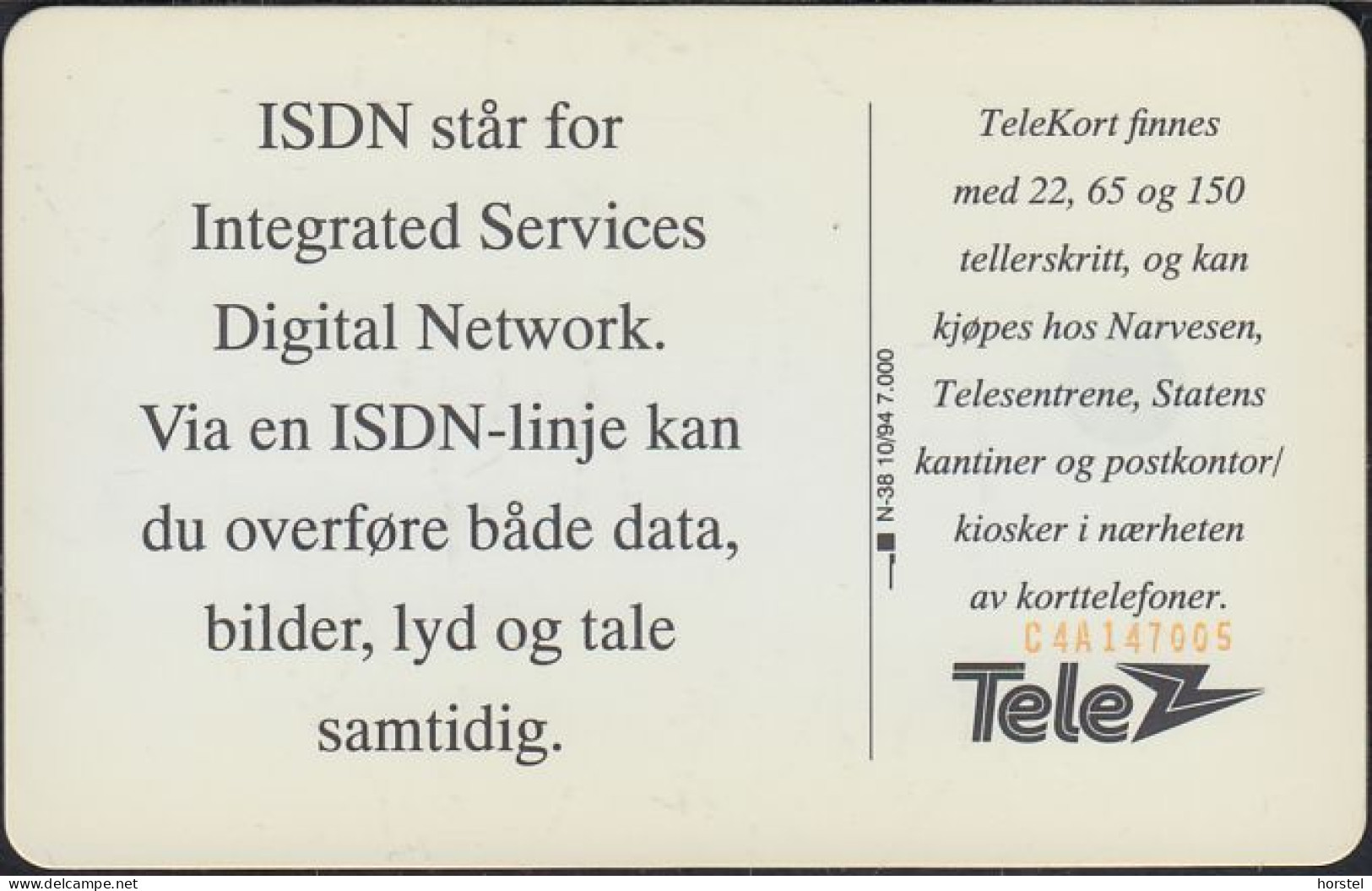 Norway - N038 ISDN - 10 Tellerskritt  - C4A147005 - Norwegen