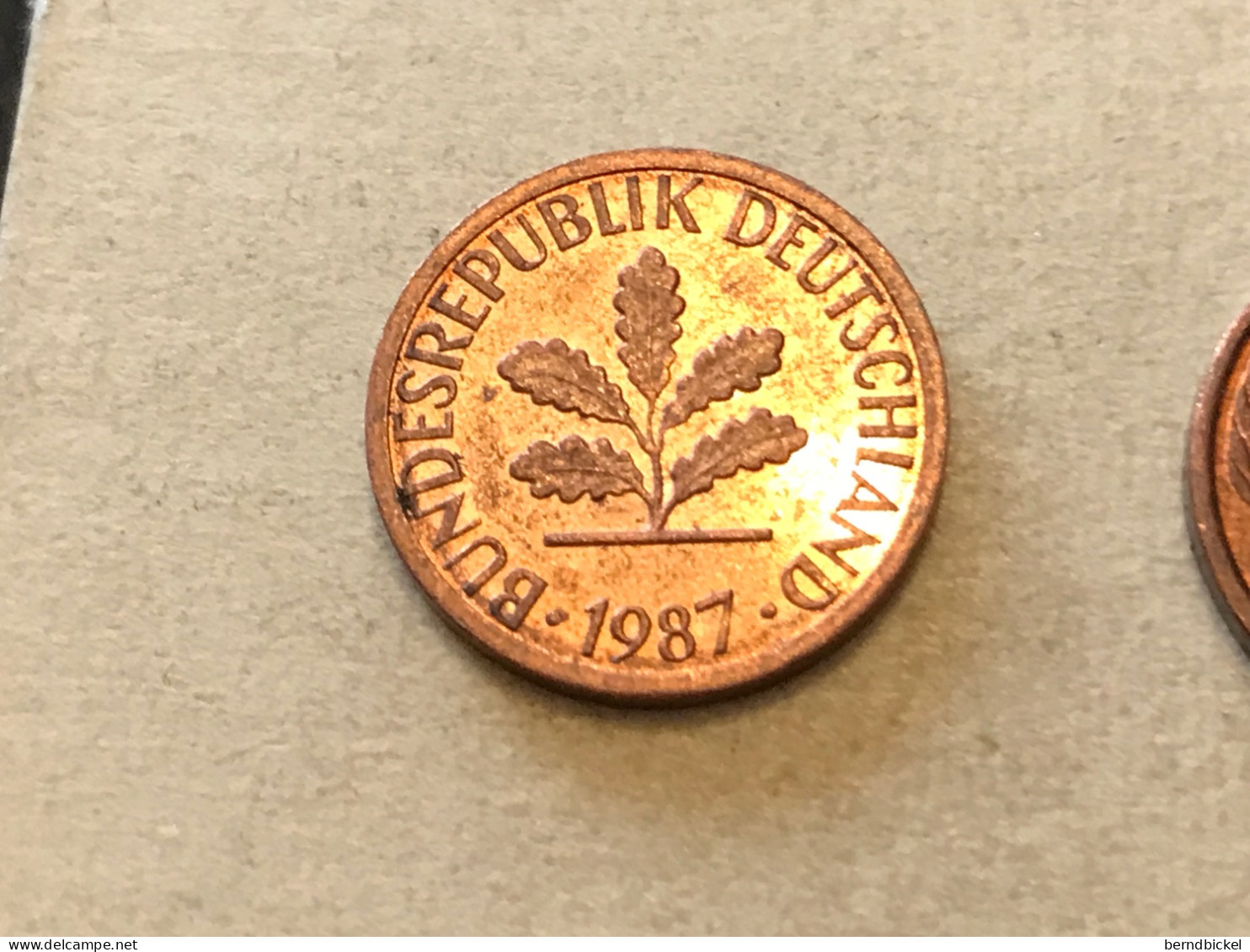 Münze Münzen Umlaufmünze Deutschland BRD 1 Pfennig 1987 Münzzeichen J - 1 Pfennig