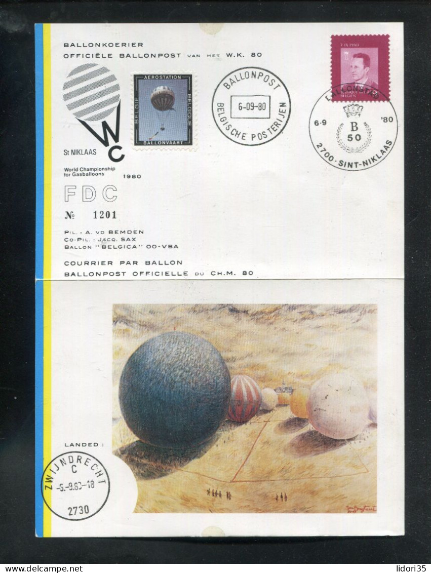 "BELGIEN" 1980, Int. Klappkarte "Ballonpost" (5735) - Lettres & Documents