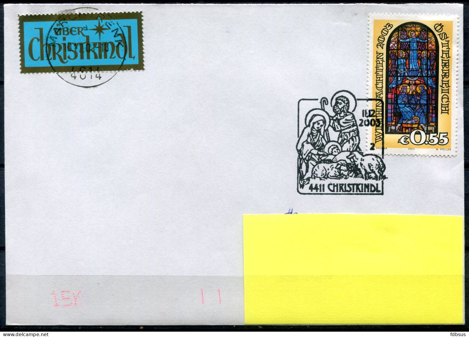 11-12-2003 Christkindl Cover Noel Christmas Navidad Weihnachten - See Sonderstempel And Briefmarken - Vignet Via Christk - Covers & Documents