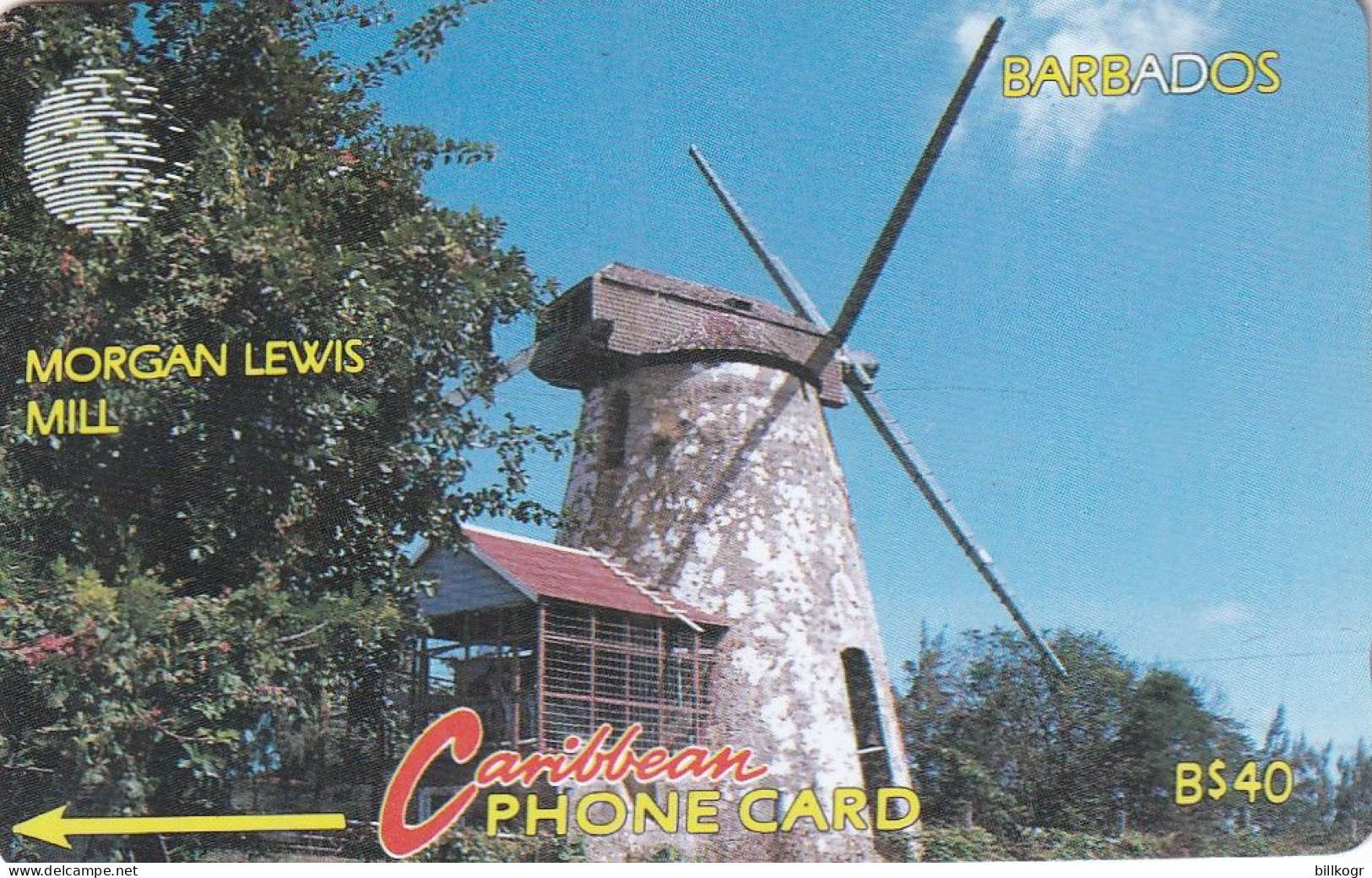 BARBADOS ISL.(GPT) - Morgan Lewis Mill, CN : 10CBDC/B, Tirage 40000, Used - Barbades