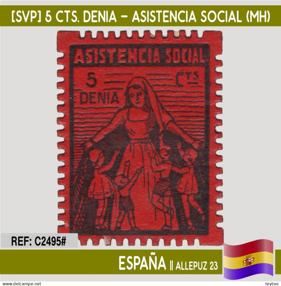 C2495# España [SVP] 5 Cts. Denia. Asistencia Social (MH) - Republican Issues