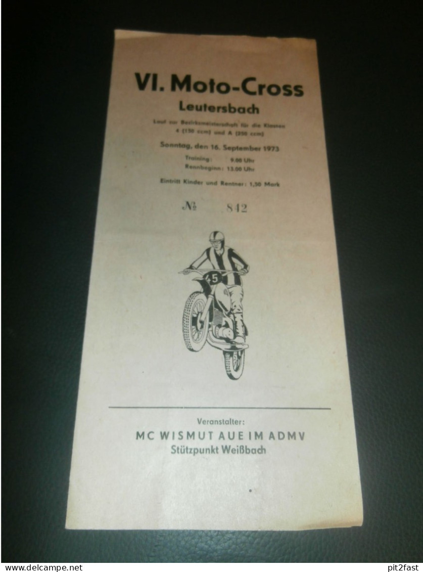 Moto Cross Leutersbach 16.09.1973  , Motocross , Rennsport , DDR , Programm , Rennprogramm , Programmheft , Program !!! - Motos