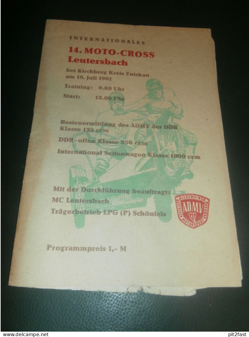 Moto Cross Leutersbach 19.07.1981 , Motocross , Rennsport , DDR , Programm , Rennprogramm , Programmheft , Program !!! - Motos