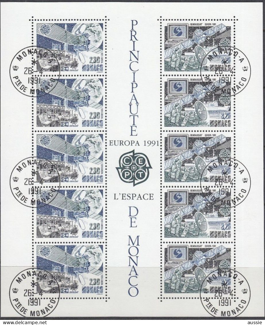 CEPT 1991 Monaco Yvertnr Bloc 52 (o) Oblitéré Used Cote 17 € L' Espace - 1991