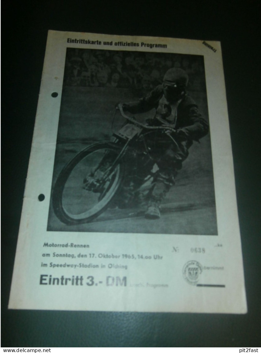 Speedway Olching 17.10.1965 , Programmheft , Programm , Rennprogramm !!! - Motorräder