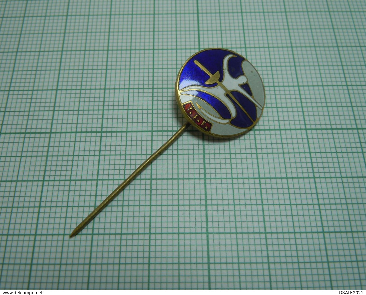 Turkey Turkish Fencing Federation Enamel Vintage Pin Badge, Fechten Abzeichen, T.F.F. Türkiye Eskrim Federasyonu /ds1211 - Escrime