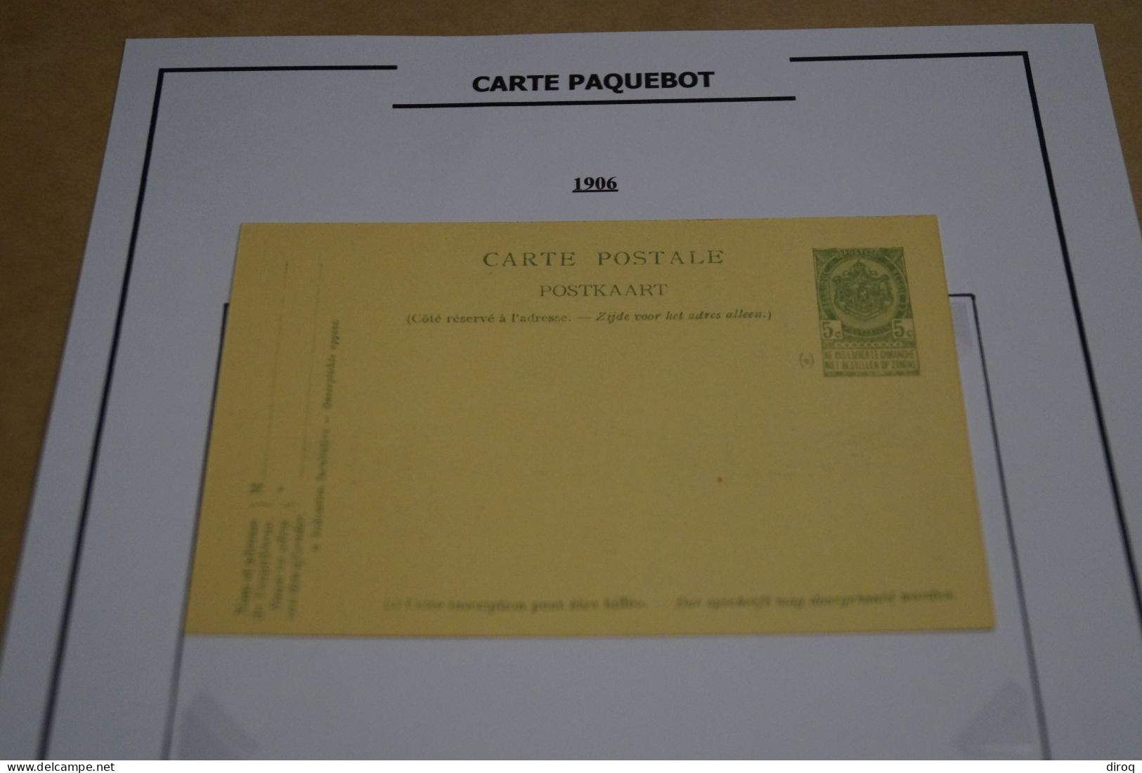 Carte Paquebot 1906, Le Princesse Elisabeth,timbré 5 C. Vert-Jaune ,état Neuf Pour Collection - Paquebots