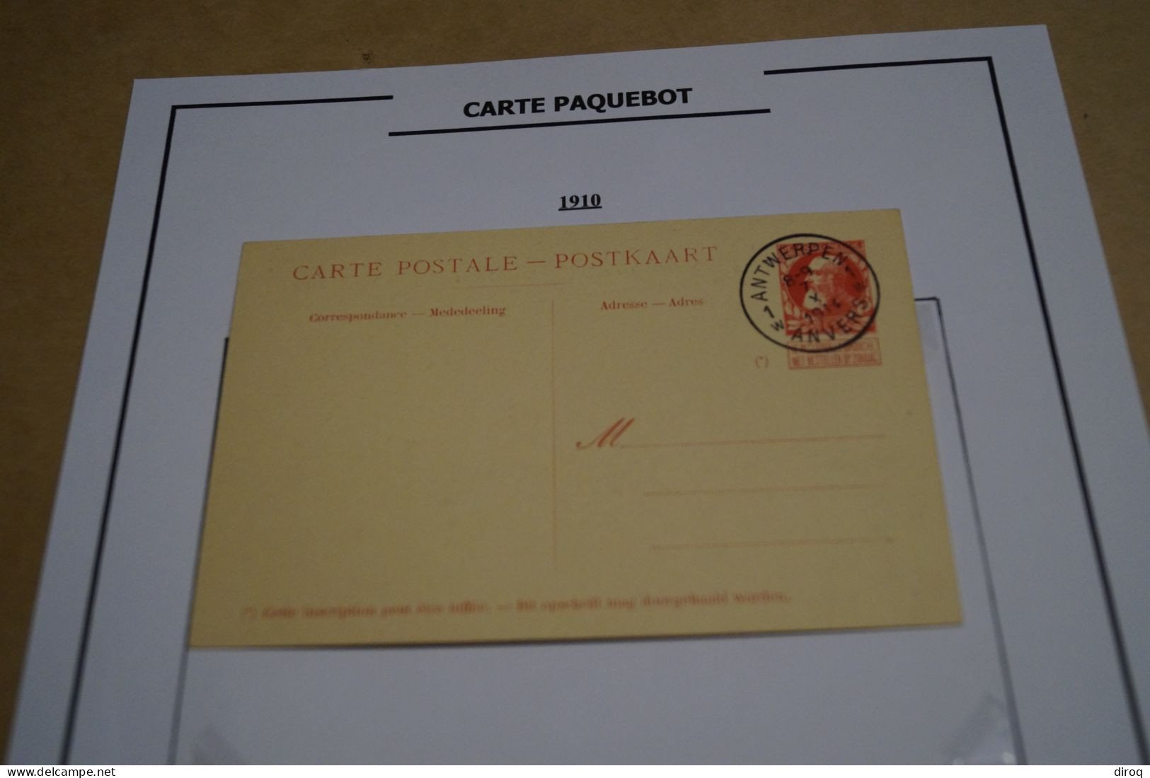 Carte Paquebot 1910, Le Jan Breydel,timbre Oblitéré 10 C. Rouge,grosse Barbe ,état Neuf Pour Collection - Paquebots
