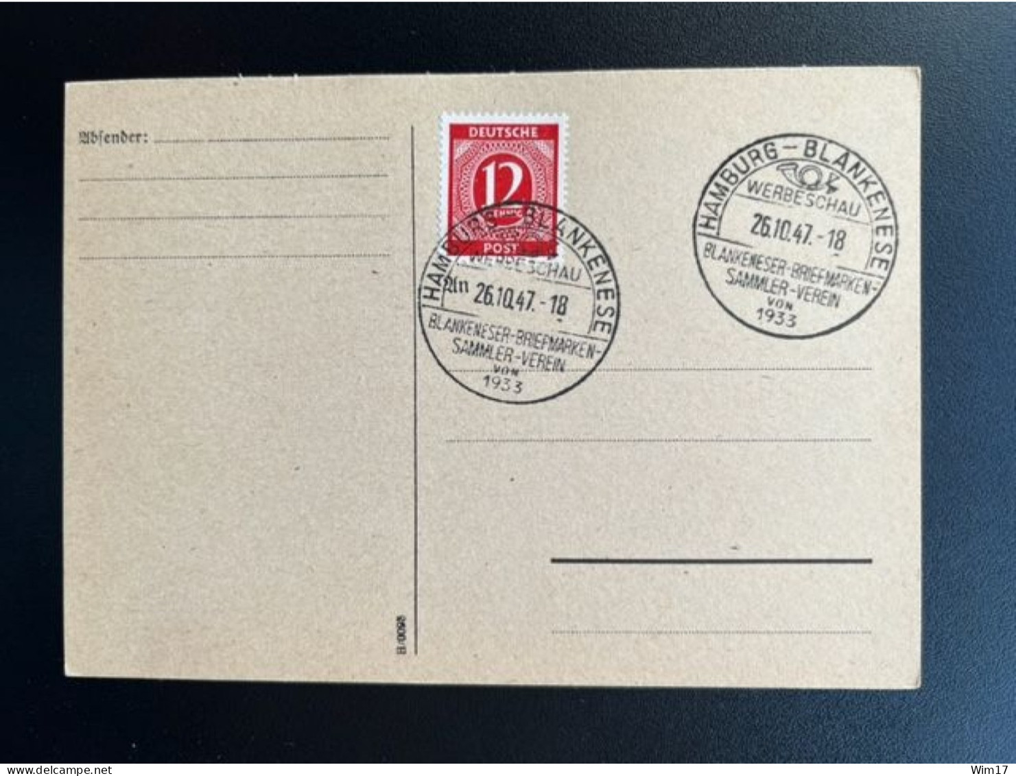 GERMANY 1947 POSTCARD HAMBURG BLANKENSEE 26-10-1947 DUITSLAND DEUTSCHLAND SST - Postal  Stationery