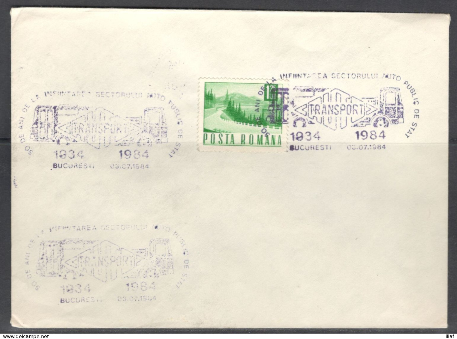 Romania.   50 Years Since The Establishment Of The State Public Car Sector.   Special Cancellation On Special Cover. - Briefe U. Dokumente