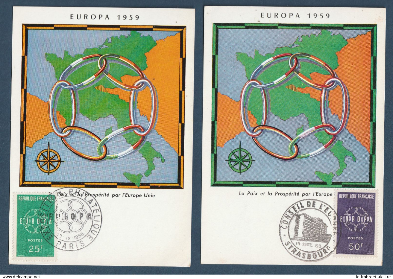 France - Carte Maximum - FDC - Conseil De L'Europe - Strasbourg - Europa 1959 - 1959