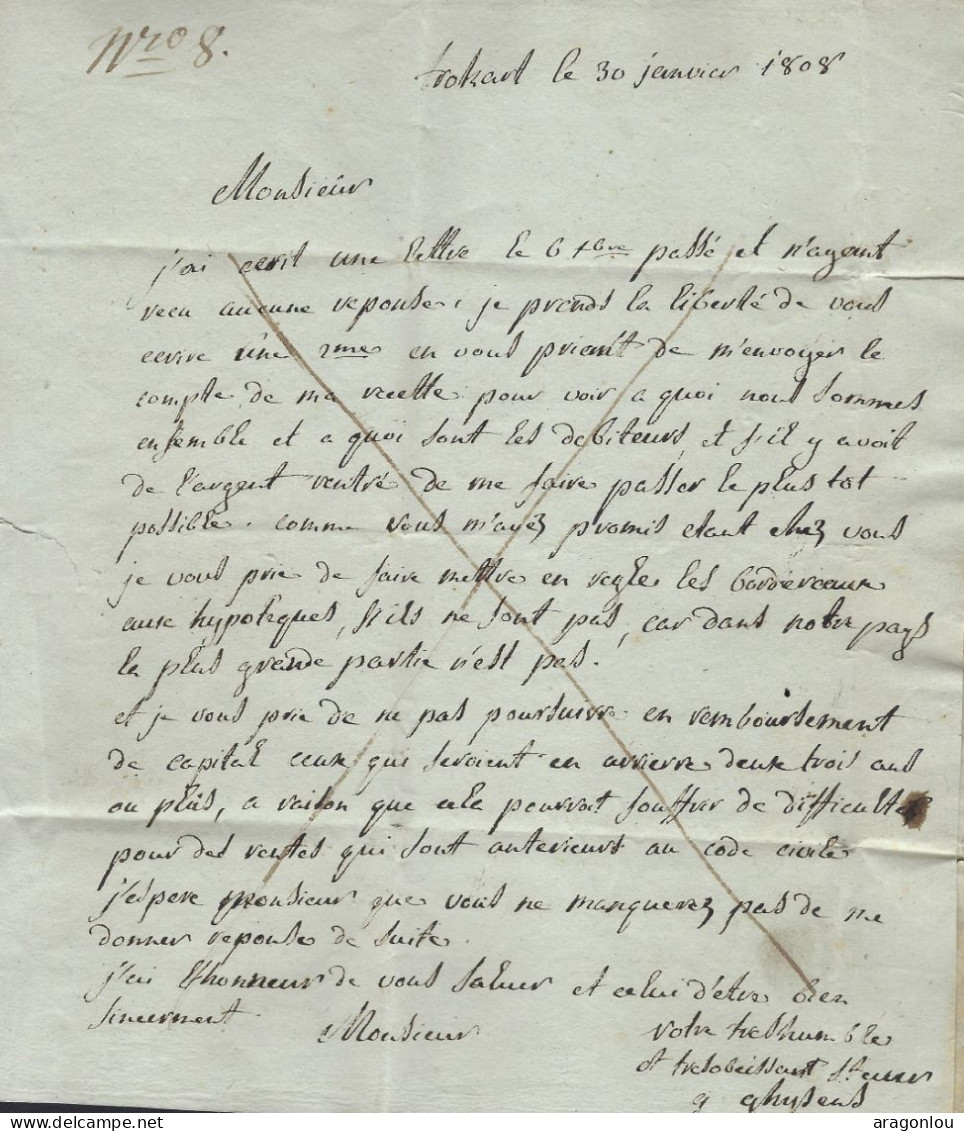 Luxembourg - Luxemburg - 1808  Lettre   Adressé à   Monsieur  Thorn  Avocat Avoué , Luxembourg - Cachet Liège - ...-1852 Vorphilatelie