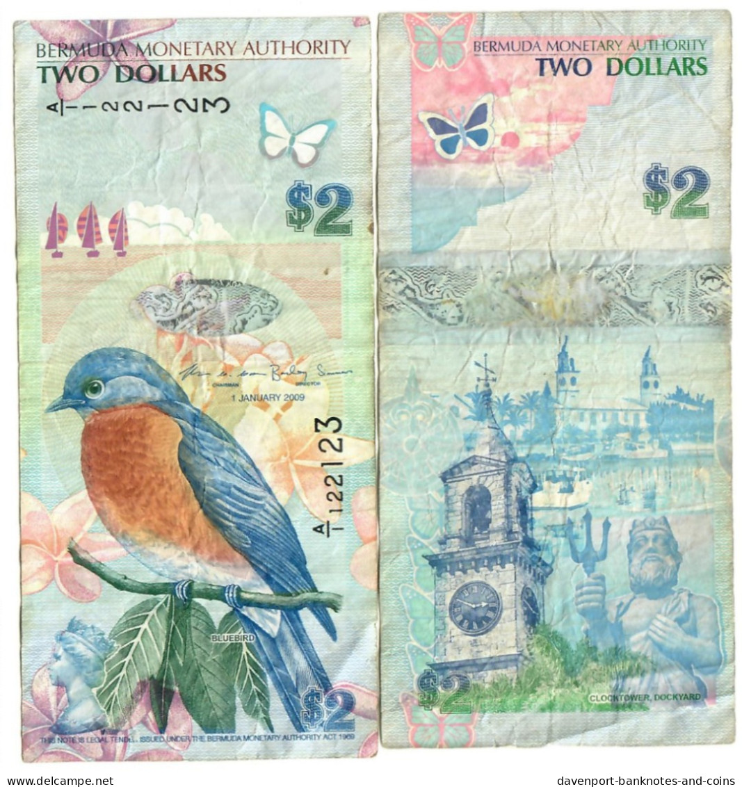 Bermuda 2 Dollars 2009 (2012) F/VF (A/1) - Bermuda