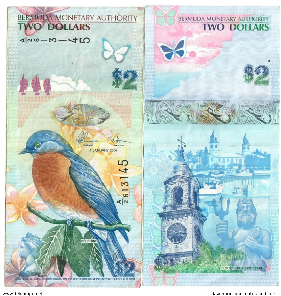 Bermuda 2 Dollars 2009 (2018) F/VF (A/2) Simons/Simmons - Bermuda