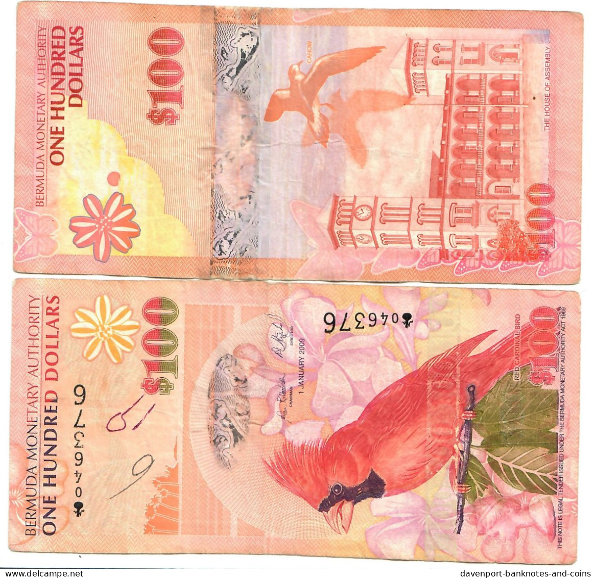 Bermuda 100 Dollars 2009 F/VF (Onion) - Bermuda