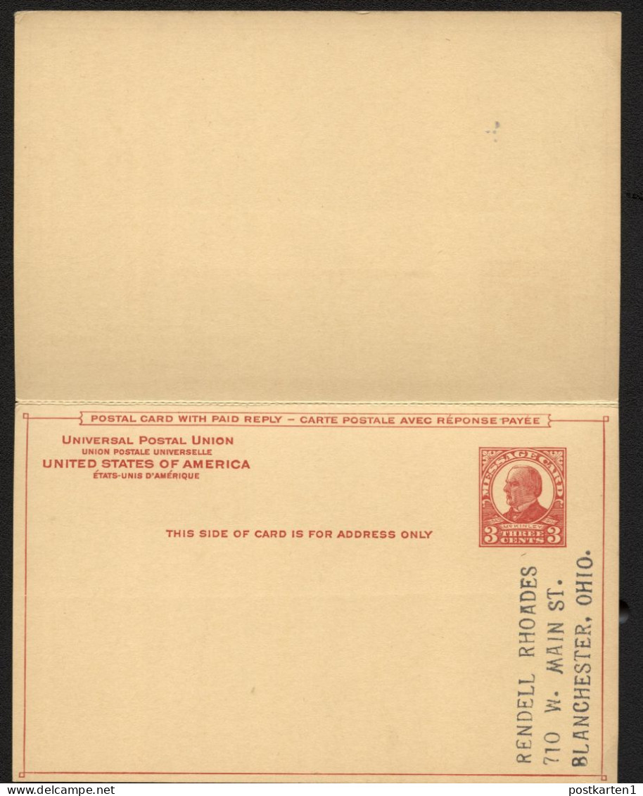 UY12 Sep.2 Postal Card With Reply New York NY - Blanchester OH 1951 - 1921-40