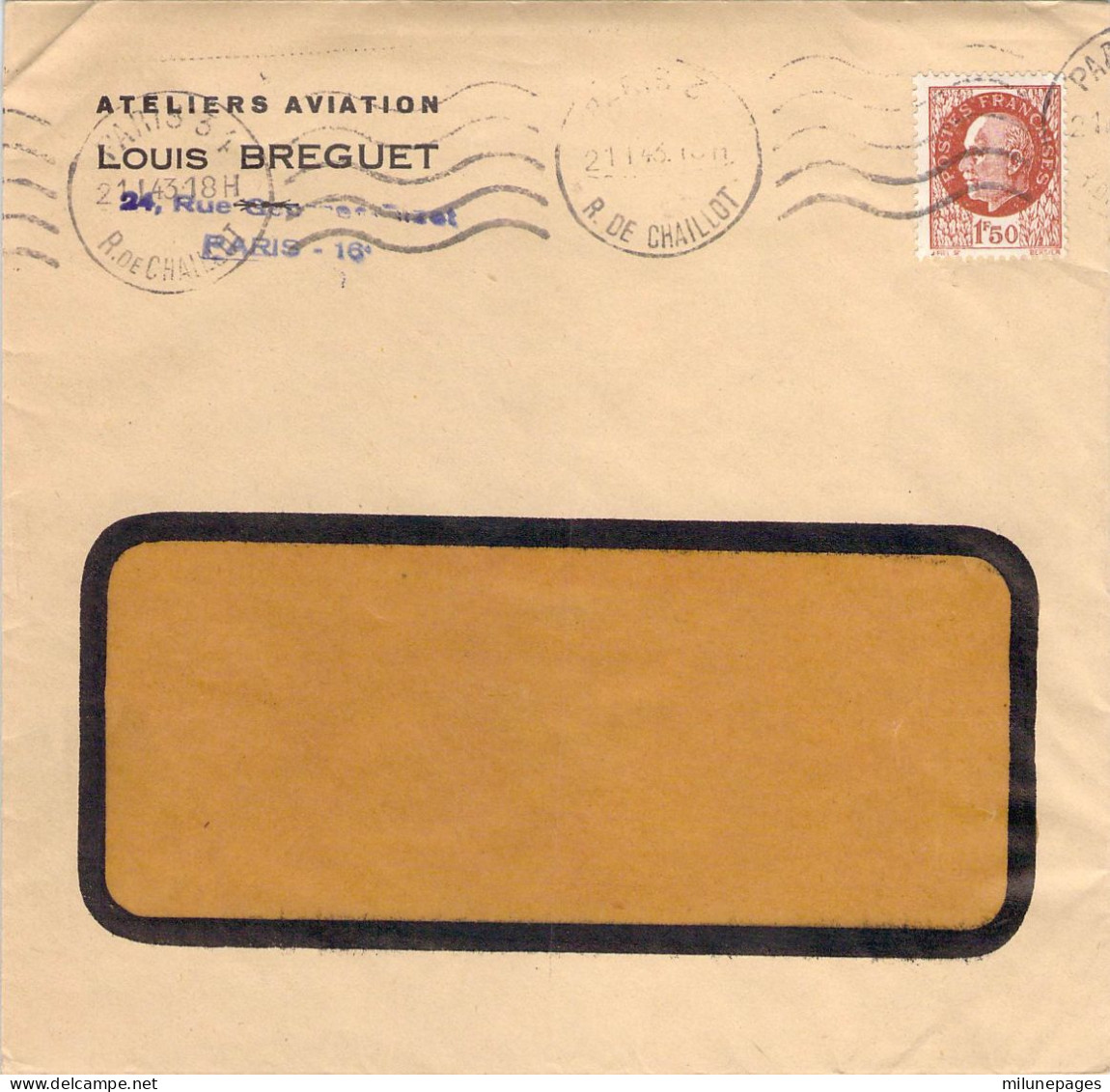 Lettre à En-tête Et Enveloppe De La SA Des Ateliers D'Aviation Louis Bréguet Janvier 1943 - Aviation