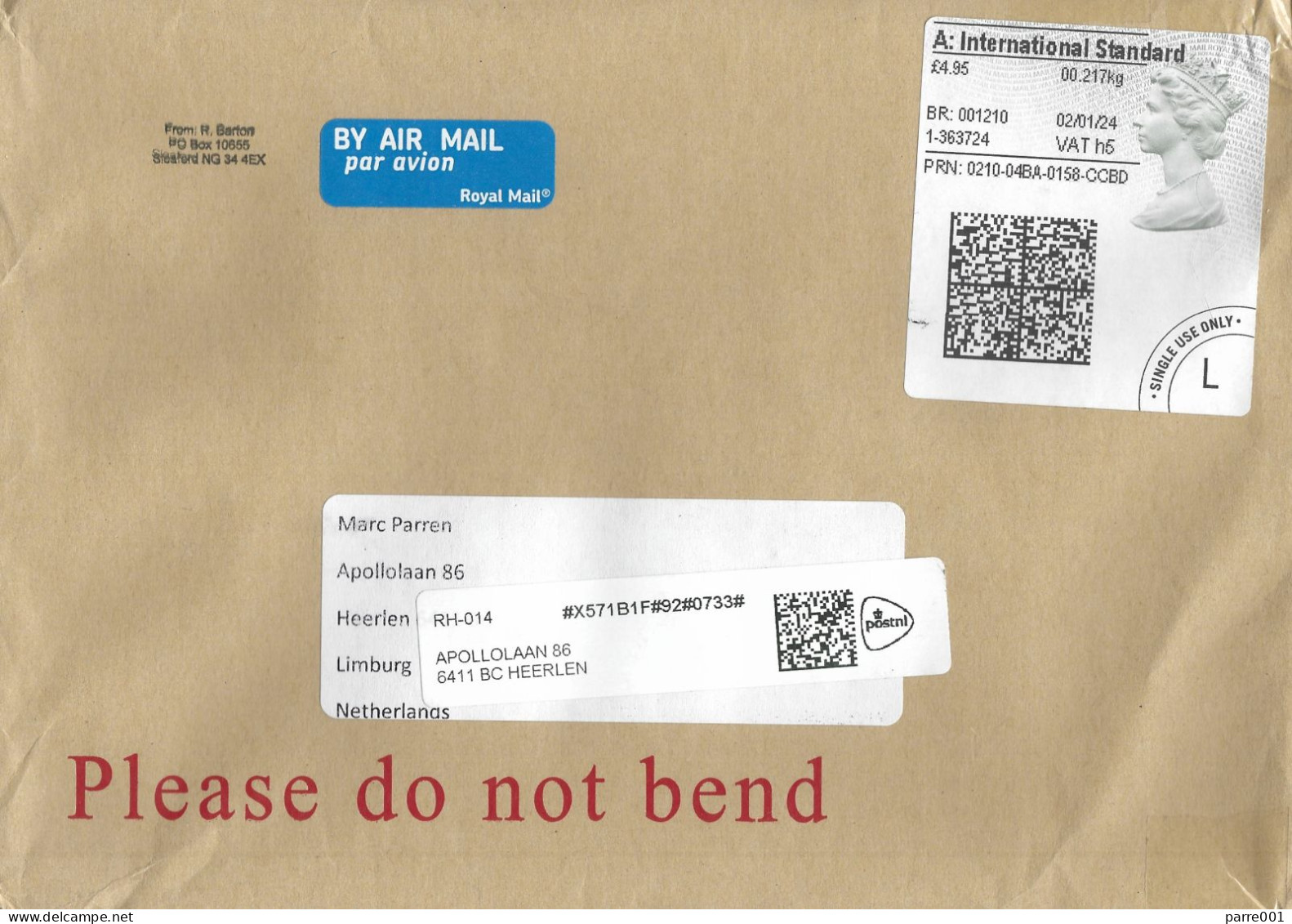 UK 2024 Sleaford Meter Royal Mail Horizon Franking Still Machin QEII Instead Of Charles III Portrait Cover - Machines à Affranchir (EMA)