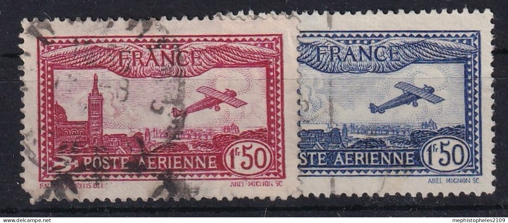 FRANCE 1930 - Canceled - YT 5, 6 - Poste Aérienne - 1927-1959 Afgestempeld