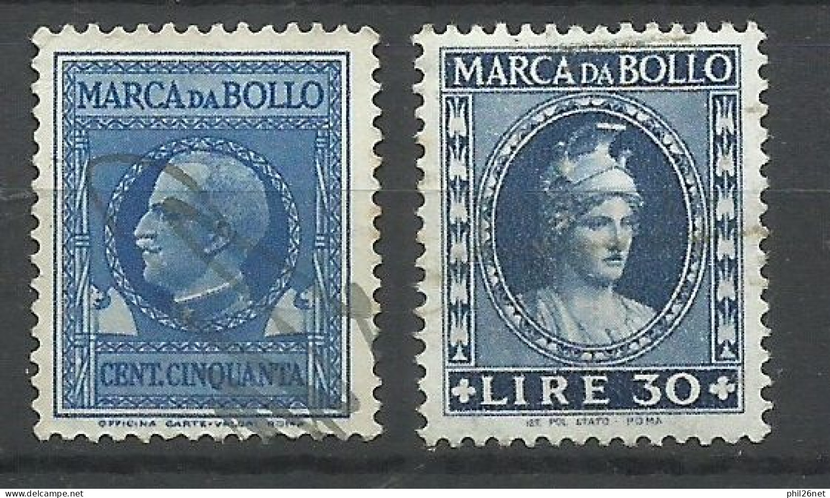 Italie  Fiscaux  150  Lires  Oblitéré B/TB Et 300 Lires Neuf     B/TB    Voir Scans  Soldé ! ! ! - Revenue Stamps