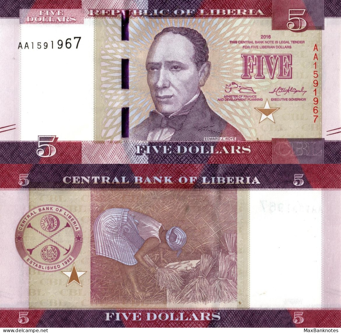 Liberia / 5 Dollars / 2016 / P-31(a) / UNC - Liberia