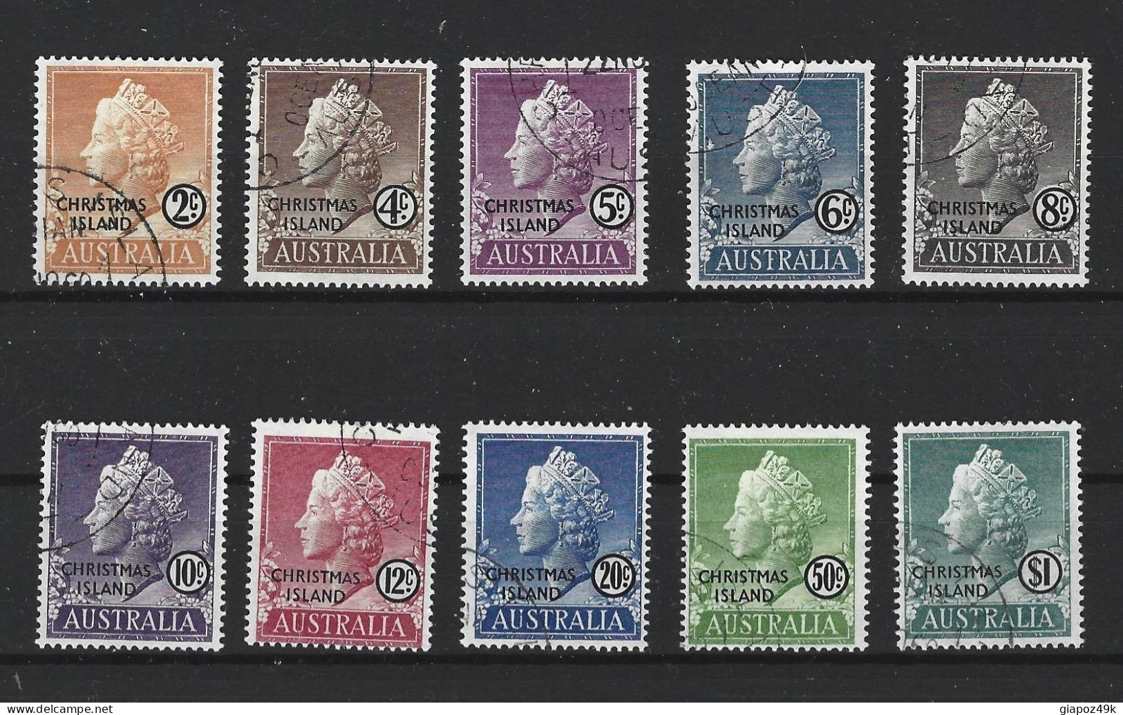 ● CHRISTMAS ISLAND 1959 ֍ AUSTRALIA Soprastampati ֍ N. 1 / 10 Usati ●  Serie Completa ● Cat. ? € ● Lotto N. 1599b ● - Christmas Island