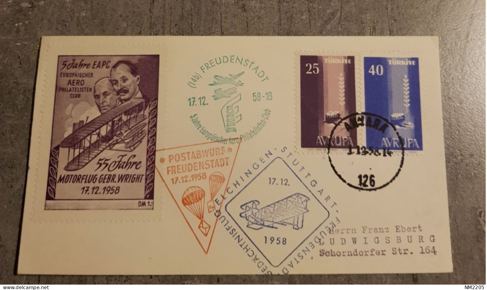 TURKIYE COVER ANNIVERSARY MOTORFLUG GEBR.WRIGHT CIRCULED WITH SPECIAL CANCELLED AVIATION - Lettres & Documents