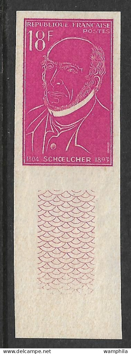 France  N°1092**.non Dentelé, Victor Schoelcher. RARE. - 1951-1960