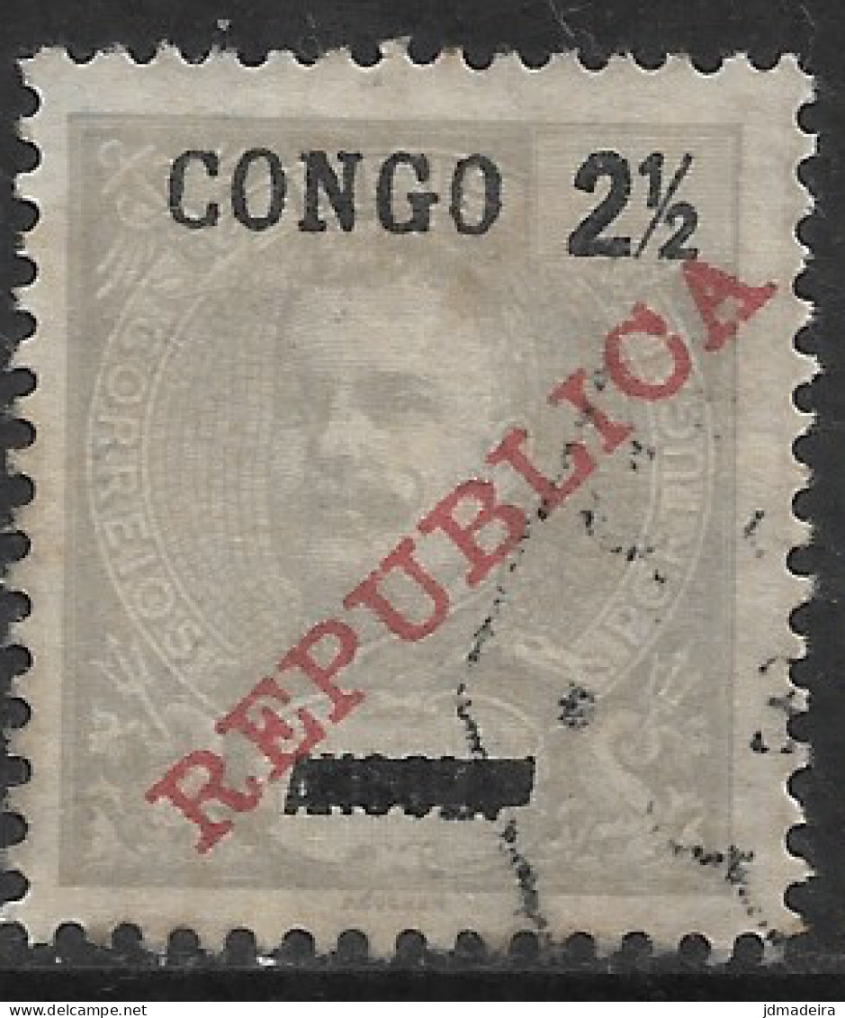 Portuguese Congo – 1910 King Carlos Local Overprinted REPUBLICA 2 1/2 Used Stamp - Congo Portugais