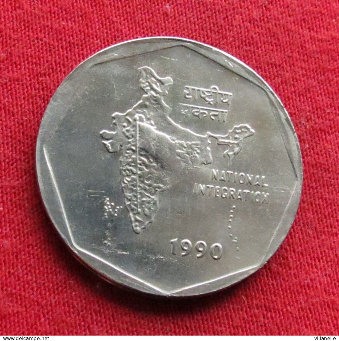 India 2 Rupees 1990 C KM# 121.2 Large Date; SECURITY Edge *VT Calcutta Mint Inde Indien Indies Indie Roupies - Inde