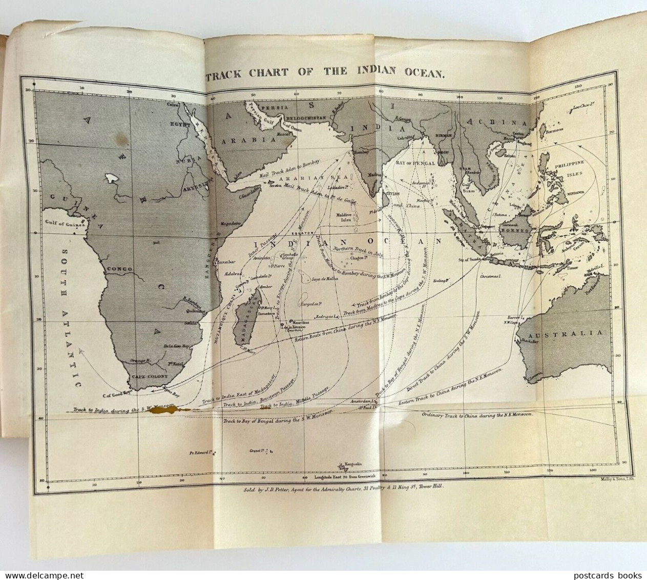 1864 Old Book Navigation Indian Ocean, China & Australian Seas. 262 Pages + 2 Maps / Charts J.D.(John Dennett) Potter UK - Asien